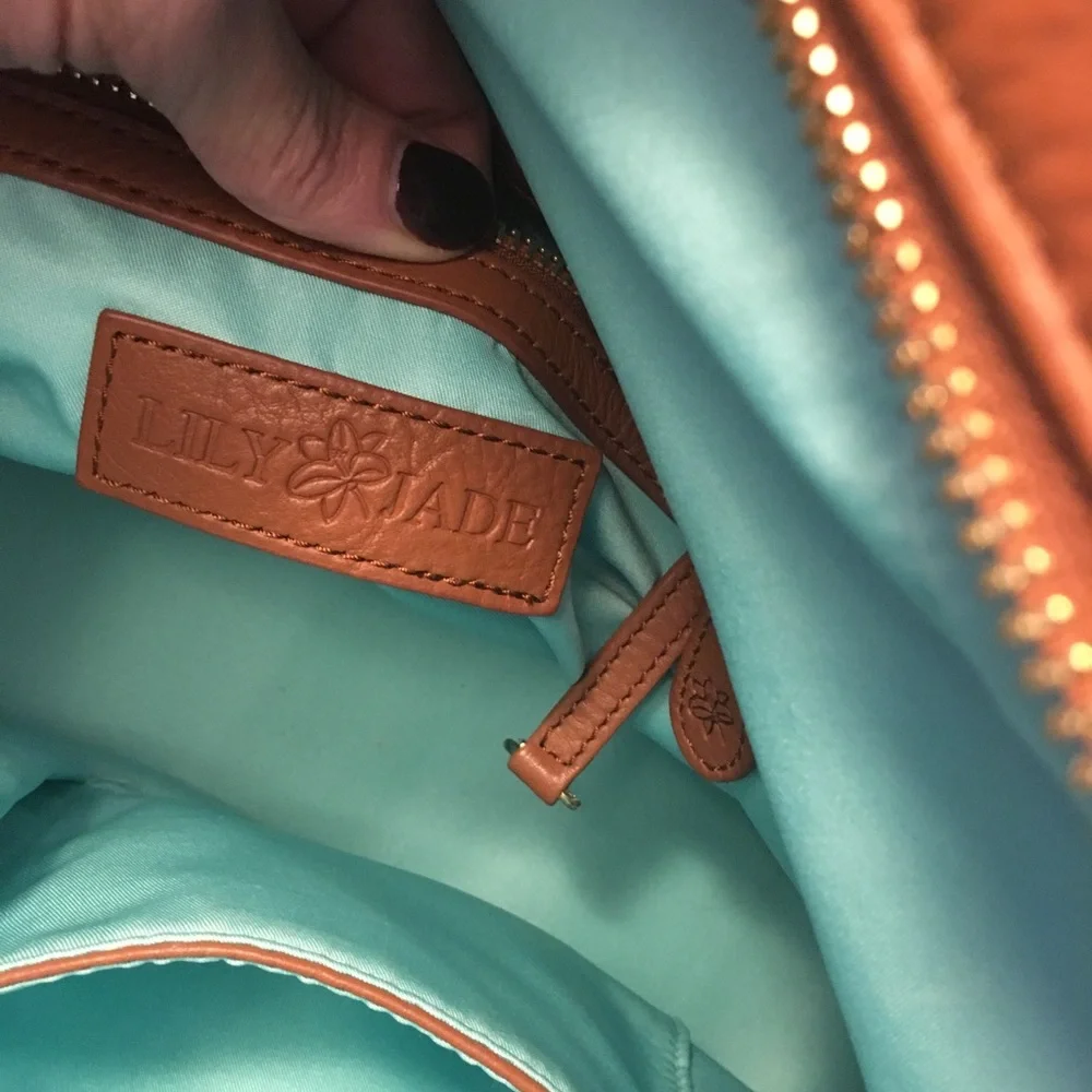 Tan Leather Diaper Bag by Lily Jade